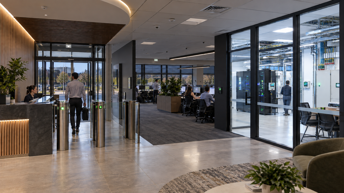 Controlled facility with critical equipment-room comfort and lighting prioritised