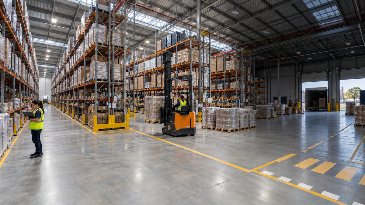 Warehouse dispatch area in energy-saving economy mode