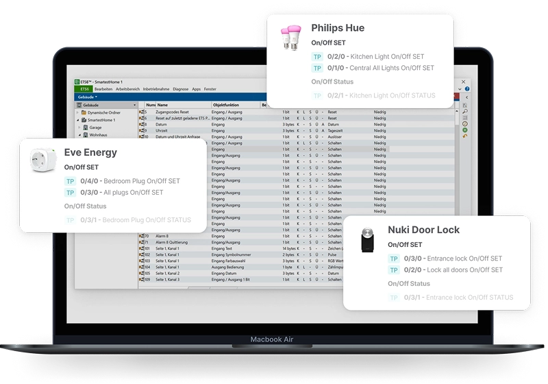Assign KNX addresses to Matter devices and configure them in ETS
